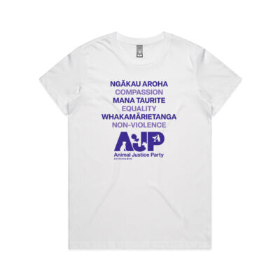 Women's White Organic Te Reo Tee Thumbnail