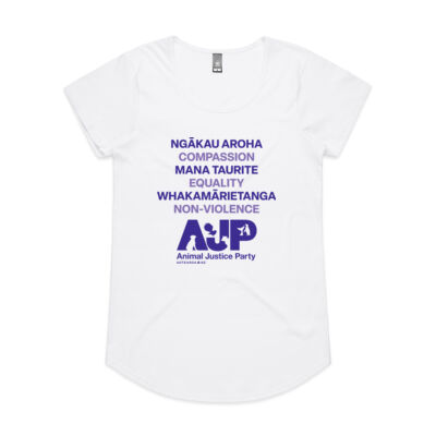 Women's White Scoop Neck Te Reo Tee Thumbnail