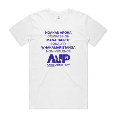 Men's White Organic Te Reo Tee Thumbnail