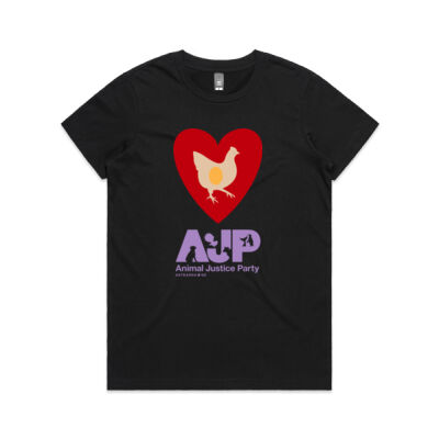 Women's Black Organic 'Love Chickens' Tee Thumbnail