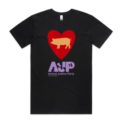 Men's Black Organic 'Love Pigs' Tee Thumbnail